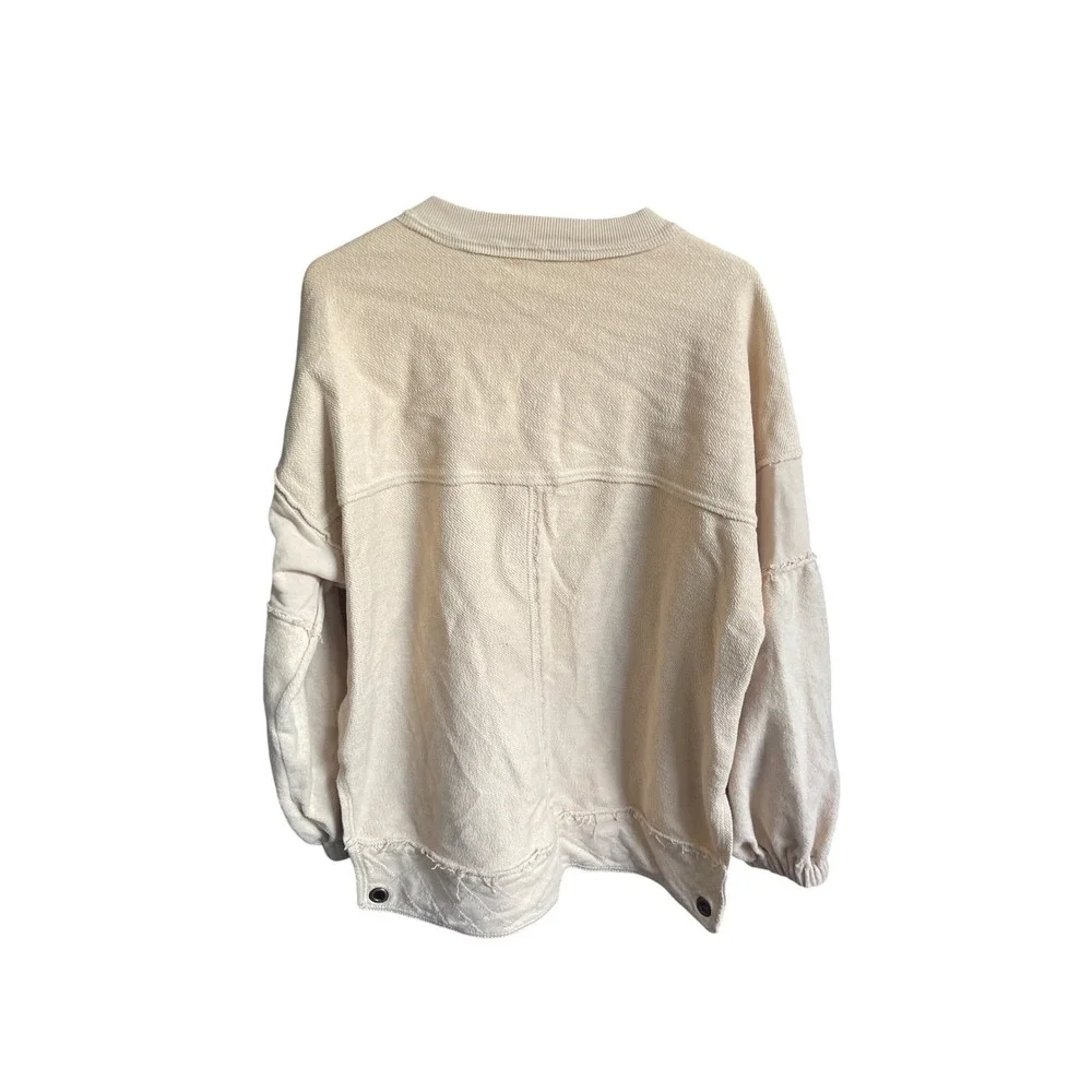 Anthropologie Pilcro Button-Front Boho Cozy Cotton Shacket Cream Jacket S‎